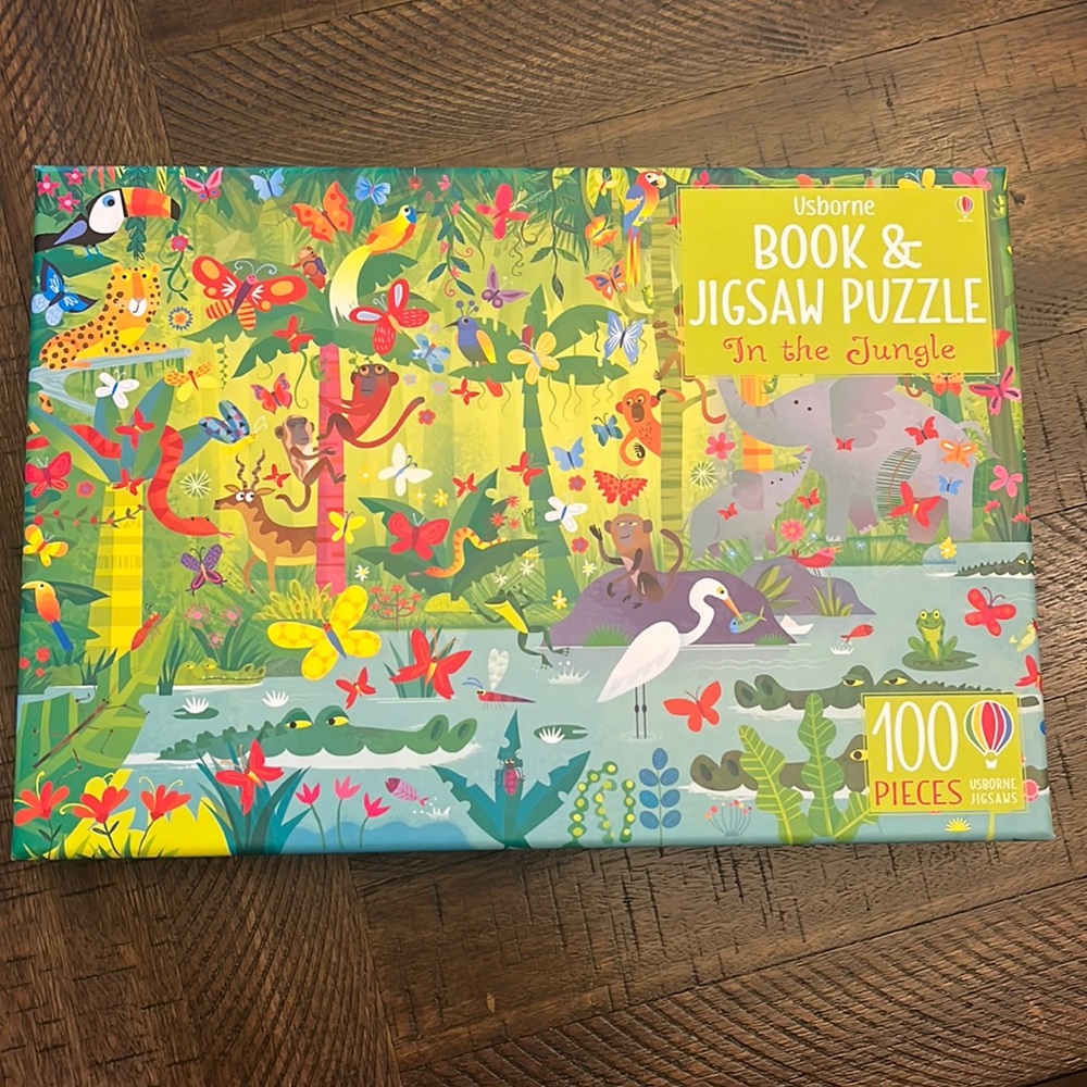 Usborne 1000 piece puzzle and book.